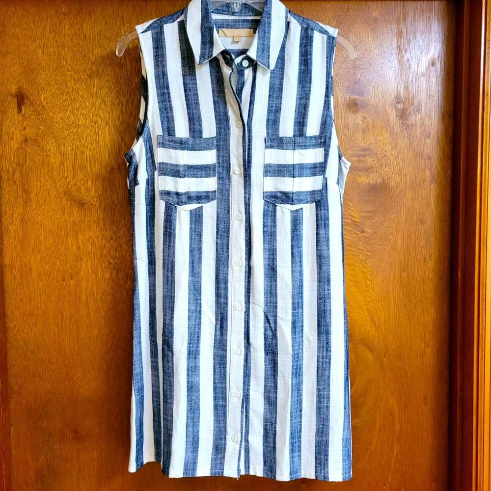 Mid Hope & Harlow‎ sleeveless stripe dress blue-EUC, Size 8